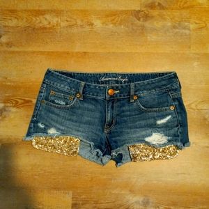 American Eagle shorts with sequined pockets size 10 mint condition